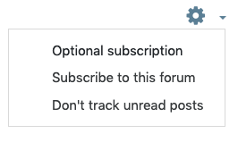 screenshot of subscription options to a forum