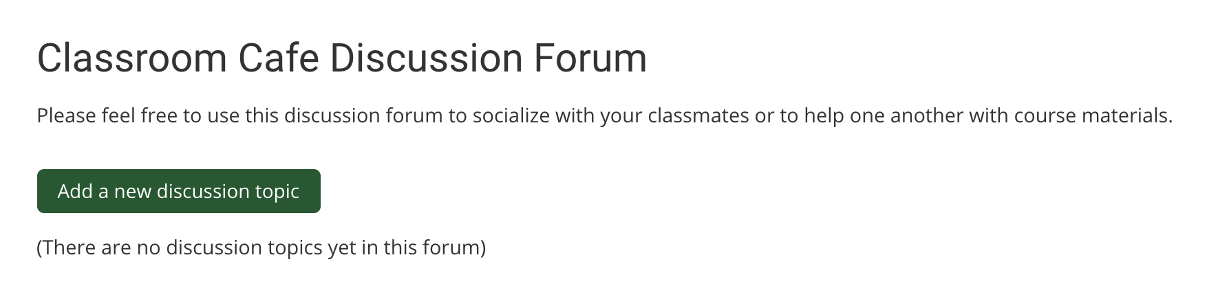 screenshot of a hyperlink to access a discussion forum within a course