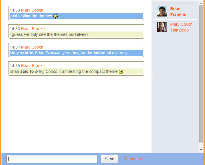 screenshot of chat room themes